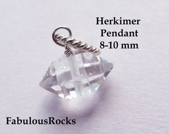 Raw Herkimer Diamond Pendant, April Birthstone Jewelry