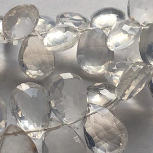 Crystal Quartz Briolettes Bead Pear, 11-12.5 mm, Faceted, brides b/ridal wedding jewelry, April birthstone 1112 crc