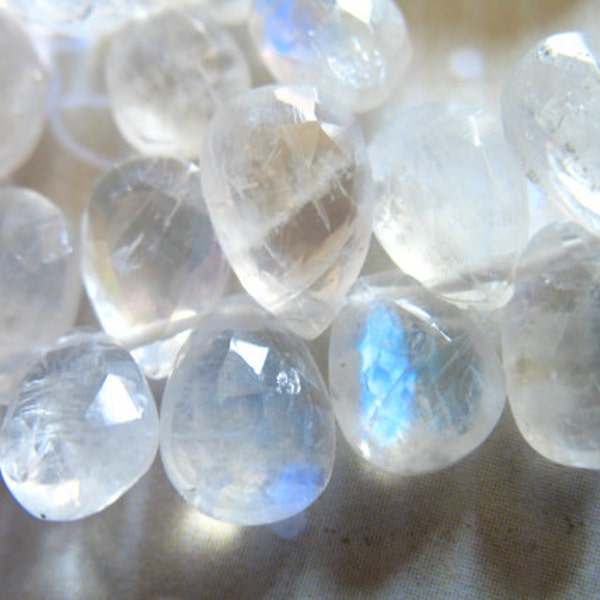 2-20 pcs // MOONSTONE Pear Briolettes Beads, 8.5-9 mm, AAA, Faceted Gemstone Gem / Blue Flashes June birthstone brides bridal weddings bgg b