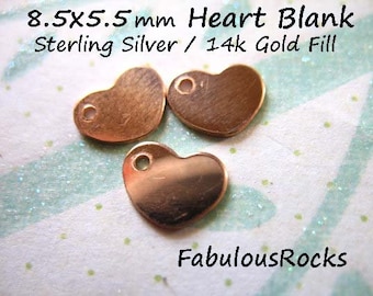 1 bis 50 Stück / HERZ Charme Anhänger Pailletten, 14 k Rose Gold Füllen Herz Metall Stamping blank, 8,5 x 6,5 mm, Großhandel Schmuck Versorgung 1h rg solo z