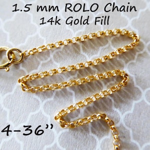 Gold ROLO Necklace Chain, 1.5 mm, 16 18 20 22 24 30 32 36&quot; / 14k Gold Fill DIY Jewelry / g7.16 g7.18 g7.20 g7.22 g7.24 g7.30 g7.32 g7.36 tpc