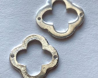 Sterling Silver Quatrefoil Clover Links: 24k Gold Vermeil Pendants (15mm)