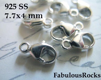 5-100 pcs, 925 Sterling Silver LOBSTER CLASPS, Lobster Claw Trigger Clasps Bulk / 7.7X4 mm, great for Petite Tiny chains  hp solo fc.s lc.2