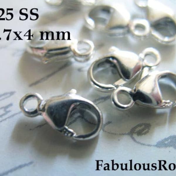 5-100 pcs, 925 Sterling Silver LOBSTER CLASPS, Lobster Claw Trigger Clasps Bulk / 7.7X4 mm, great for Petite Tiny chains  hp solo fc.s lc.2