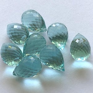 Green QUARTZ Briolettes Teardrop Drops / Matched Pair, 12-13 mm / February Birthstone Seafoam Green, brides bridal bsc73 solo