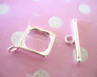 1 set, Toggle Clasp, Diamond Square, 925 Sterling Silver, 18.5x14 mm, medium, simple basic wholesale findings t3 hp solo cs fc.m