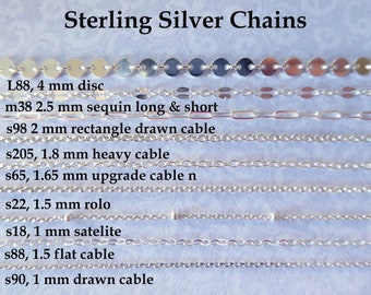 1-25 ft, Sterling Silver Chain Bulk Cable Satellite Rolo Sequin Lace Curb Necklace CHAIN Wholesale, 1-3 mm Unfinished Footage  925 Chain gs
