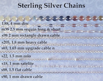 1-25 ft, Sterling Silver Chain Bulk Cable Satellite Rolo Sequin Lace Curb Necklace CHAIN Wholesale, 1-3 mm Unfinished Footage  925 Chain gs