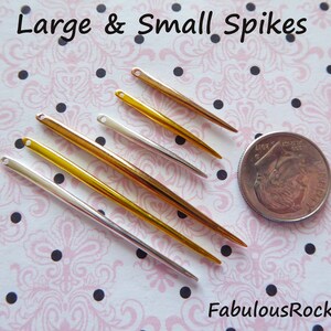5-20 pcs / Spike Pendant Charm, Small 1&quot; or Large 2&quot; / Sterling Silver or 24k Gold Vermeil /  jewelry findings art sp.s sp.l gdc solo