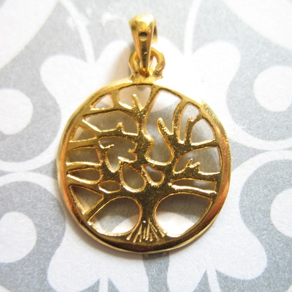 TREE of Life Charm Pendant / Family Tree / 24k Gold Vermeil / 1-10 pcs, 23x16 mm / woodland nature artisan organic art tol16