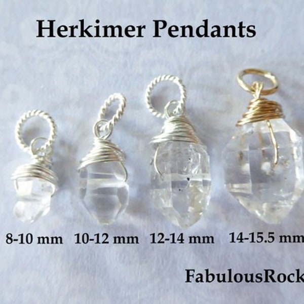 HERKIMER DIAMOND pendentif charme goutte HerkimerJewelry Herkimer collier cristal brut avril pierre de naissance bijoux fil Wrap Herkimer bijoux gd605