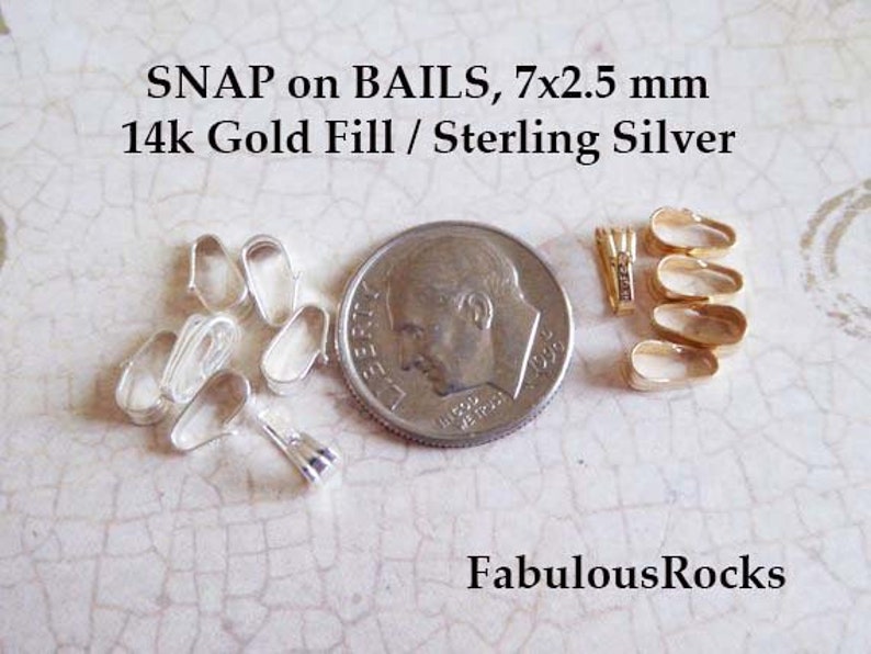 Sterling Silver or 14k Gold filled Bail Charm BAIL Pendant Bail Necklace Bail Snap on, Small 7x2.75 mm Wholesale 925 SS Bail solo nb3 image 3