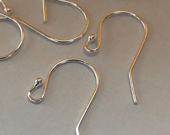 Alambres para pendientes de gancho francés de plata de ley: alambres para pendientes de bola de 21 x 12 mm