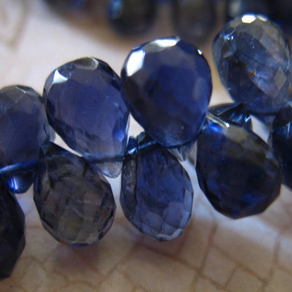 IOLITE Drop Briolettes Teardrop Tear Drop Beads, Luxe AAA, 6-7.5 mm / Water Sapphire, 2 to 20 pieces, september brides something blue 67