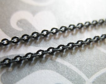 Oxidized Sterling Silver Cable Chain, Bulk Jewelry Making (1.5x1.1 mm)