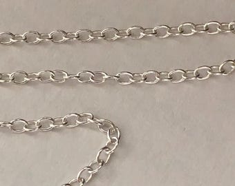 Sterling Silver Round Cable Chain: 1.65mm Oval Link Jewelry Supplies