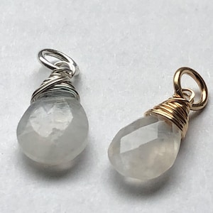 MOONSTONE Pendant Charm Jewelry Necklace June Birthstone, Pear/ Sterling Silver or 14k Gold Filled  / nana mom bridesmaids gift bridal gd1