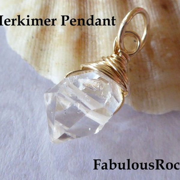 HERKIMER Gemstone Pendentif Charme Dangle Herkimer Diamond Avril Birthstone Bijoux Cadeau pour ses bijoux Gemstone Moins de 20 gemdone gd605 z solo