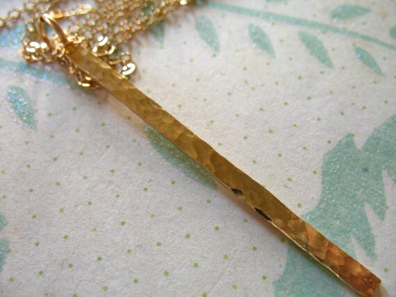 Gold Bar Pendant, 1-1.5-2-2.5" in, Long Vertical Bar /  14K Gold Filled or Sterling Silver / you choose length / Diaz Bar / one or two holes
