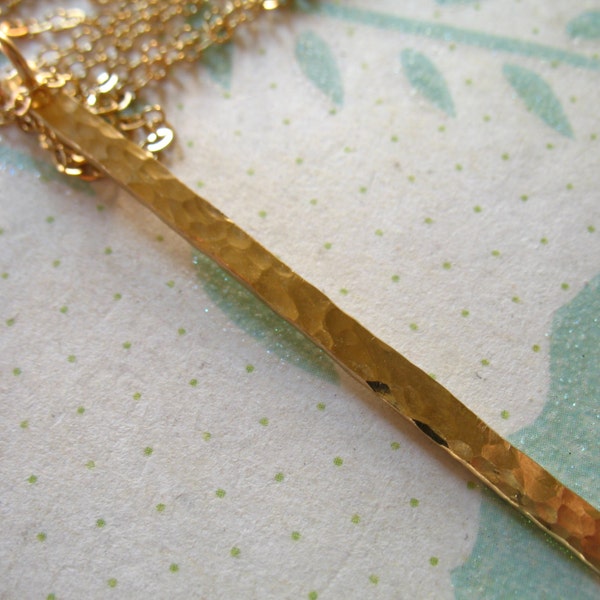 Gold Bar Pendant, 1-1.5-2-2.5" in, Long Vertical Bar /  14K Gold Filled or Sterling Silver / you choose length / Diaz Bar / one or two holes
