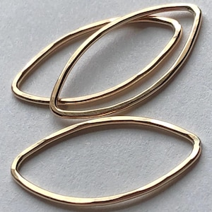 14k Gold Filled MARQUIS Links Connector Components Jewelry Finding, SMALL, Smooth or Hammered, 20x12 mm, Artisan wholesale organic mps solo