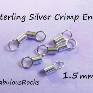 Sterling Silver 1.5mm Crimp End Caps for 1-1.4mm Cords