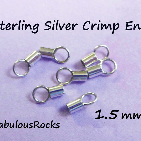 1,5 mm End Caps Crimp End Tubes Crimp End Beads, Sterling Silver, 1-100 sets, past 1-1,4 mm balkettingen lederen koorden / cet1.5 pk solo