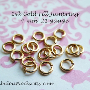 10-100 pcs, 14k Gold Filled Jump Rings, OPEN Jump Rings Jumprings, Bulk, 4 mm, 21 g gauge ga, USA made jr4