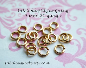 10-100 pcs, 14k Gold Filled Jump Rings, OPEN Jump Rings Jumprings, Bulk, 4 mm, 21 g gauge ga, USA made jr4