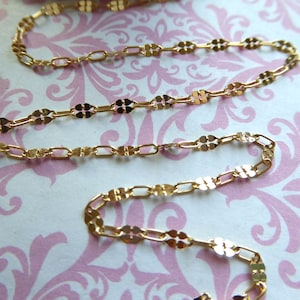 1-50 feet, 2.1 mm Gold Double Bar SEQUIN CHAIN Wholesale Necklace Jewelry Chain, Yellow GGold Plated over Sterling Silver Chain, m26 mmss