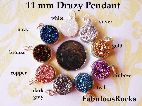 White Druzy Necklace Gold-plated Sterling Silver White Druzy Necklace Gold-plated Sterling Silver