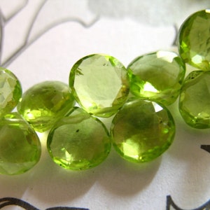 2-10 pcs, PERIDOT Pear Briolettes, 7-8 mm, Luxe AAA, Grand-mère Apple Green, facettée, August birthstone wholesale gem beads 78 image 3