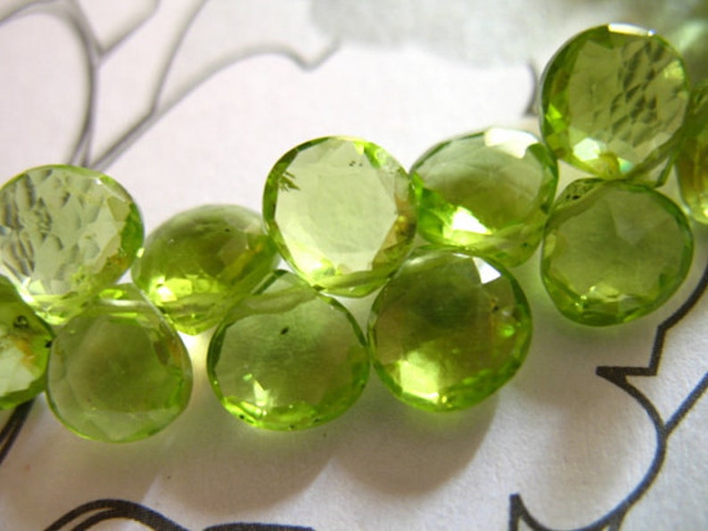 2-10 pcs, PERIDOT Pear Briolettes, 7-8 mm, Luxe AAA, Granny Apple Green, faceted, August birthstone wholesale gem beads 78 image 3