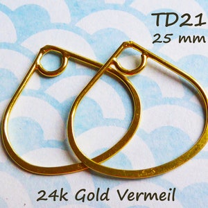 Teardrop Tear Drop Links Connectors Earring Finding,  1-10 pcs, 24k Gold Vermeil, 25x25 mm, Large  diy jewelry supply td21
