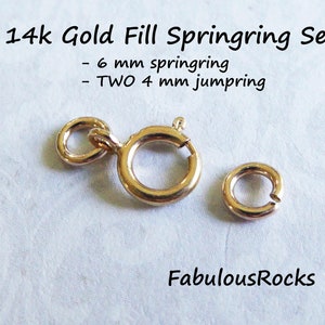 5 Sets / 14k Gold Filled 6 mm SpringRing Clasp Spring Ring Clasps and Jump Ring SETS, Open or Closed Loop, Wholesale Jewelry Supplies fc.s