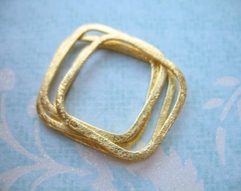 1-10 pca, SQUARE Links Connectors Pendant Charm, 24k Gold Vermeil, Brushed, 19 mm, SMALL, artisan, n925