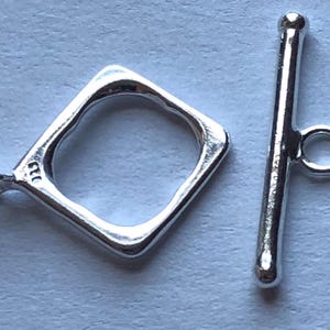 Toggle Clasp, Diamond Square Toggle, 925 Sterling Silver, 17*12.5 mm, Medium, Simple Basic Toggle Wholesale Finding t3 hp fc.m