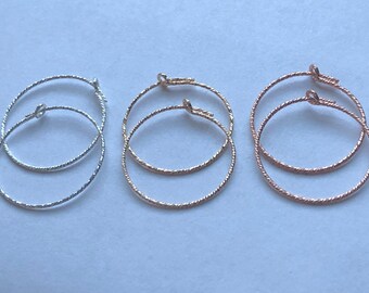 Sparkle Finish Sterling Silver Beading Hoops - 20mm