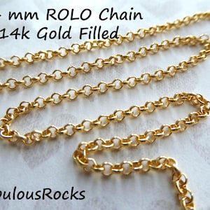 2.4 mm Gold ROLO Belcher Chain, Unfinished 14k GF Chain Wholesale Bulk Footage Chain, Necklace Bracelet Chain, Thick Rolo  mgf10 z solo