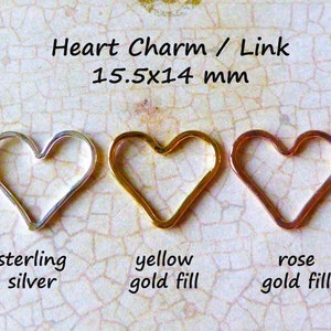 Drijvende HART Hanger Charme, Gehamerd, 15,5x14 mm, Sterling Zilver of Goud Fill Hart, ambachtelijke biologische groothandel hht