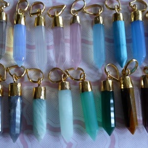 Gemstone Spike Pendant: Sterling Silver or Gold Vermeil Charm