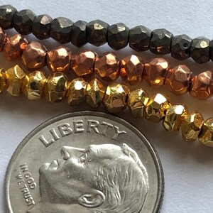 AAA Bronze Pyrite Rondelle Beads, 3-4mm, Steampunk Sparkle image 1