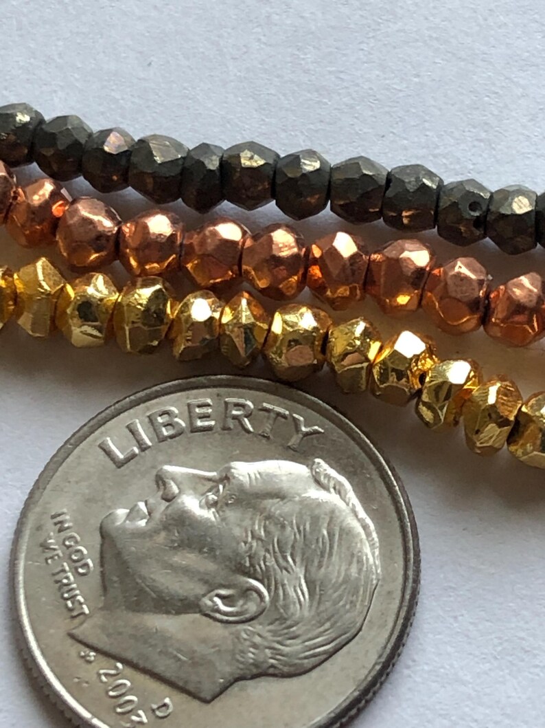 AAA Bronze Pyrite Rondelle Beads, 3-4mm, Steampunk Sparkle image 1