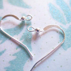 French Hook Earwires Earrings Ear Wire Ear Rings Wholesale Jewelry Findings, Sterling Silver, 25x12 mm, Single Ball  hp fhe.he