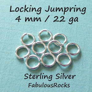 Locking Sterling Silver JUMP RINGS Jump Locks Jumprings Jumplocks Wholesale Supplies 4 mm 22 gauge ga g, 25-100 pcs, Open Jump Rings jr4.
