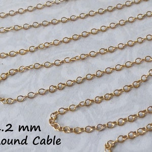 1.2 mm Gold Filled Chain, Gold Round Cable Chain, 14k Gold Fill Wholesale Necklace Chain Dainty Thin Strong Jewelry Chain s9 sgf9 solo fcc q image 2