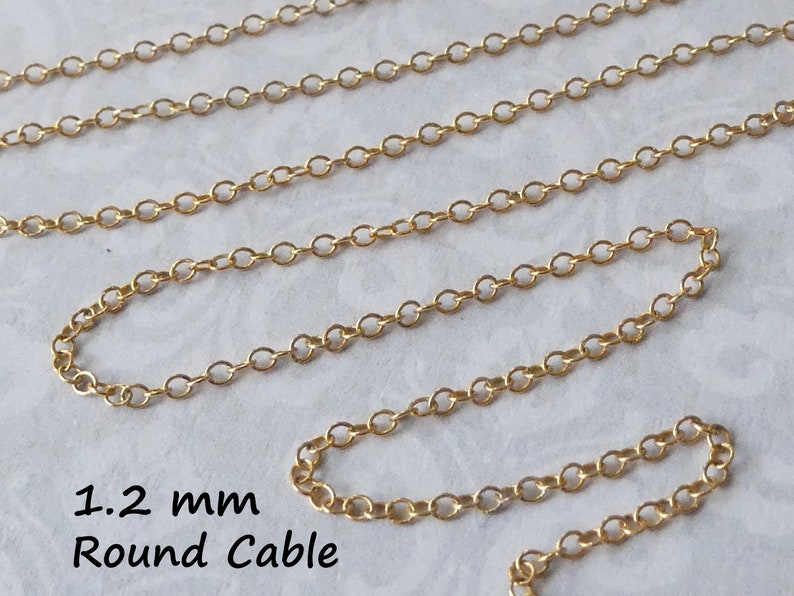 1.2 mm Gold Filled Chain, Gold Round Cable Chain, 14k Gold Fill Wholesale Necklace Chain Dainty Thin Strong Jewelry Chain s9 sgf9 solo fcc q image 2