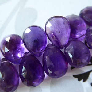 PURPLE AMETHYST Pear Briolettes / Luxe AAA, 9-11 mm, 2-20 pcs / Deep Purple Beads, Faceted, Wholesale Gems  february birthstone 911 solo tr
