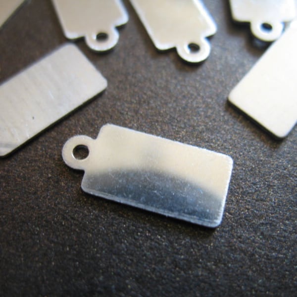 2-10 pcs Bulk / 925 Sterling Silver Petite Dog Tag Blanks Charm Pendants, 12.5x6.25 mm, 26 gauge, Rectangle, blankrect,,