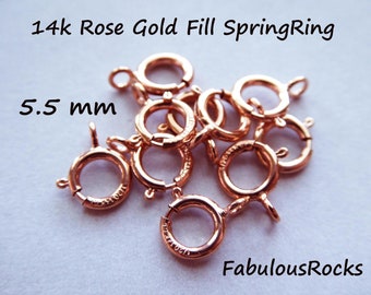 5-100 pcs / Spring Ring Springring Clasps, 5.5 mm 14k ROSE GOLD Filled Clasps BULK / Closed Loop, wholesale jewelry clasp rg cs fc.s o